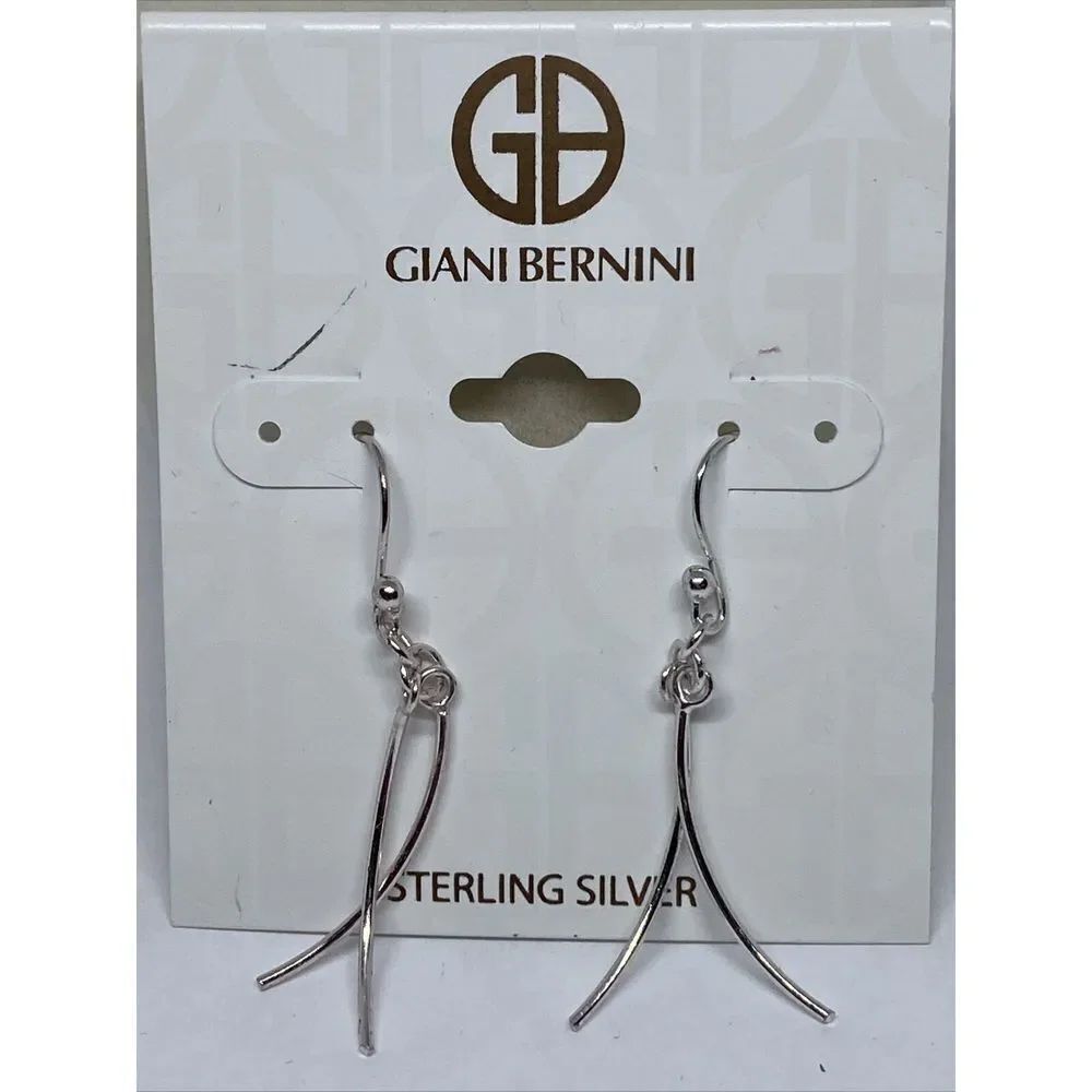 Giani Bernini Curved Wire Drop Earrings in Sterling Silver MSRP $50 CP387